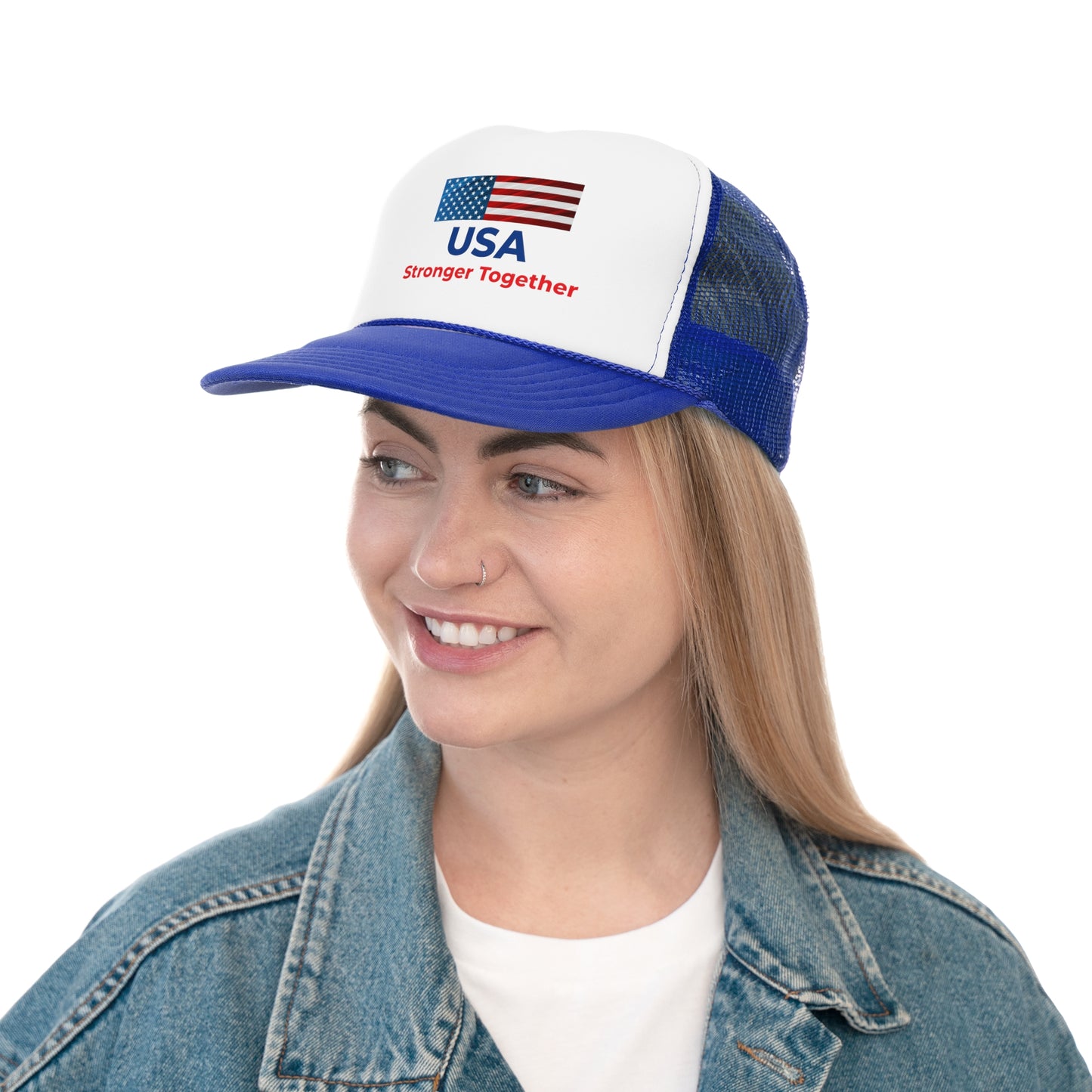Patriotic Trucker Hats, USA Stronger Together Cap, American Flag Mesh Caps for Festivals, BBQs, Camping, and National Holidays
