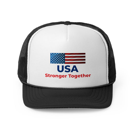 Patriotic Trucker Hats, USA Stronger Together Cap, American Flag Mesh Caps for Festivals, BBQs, Camping, and National Holidays